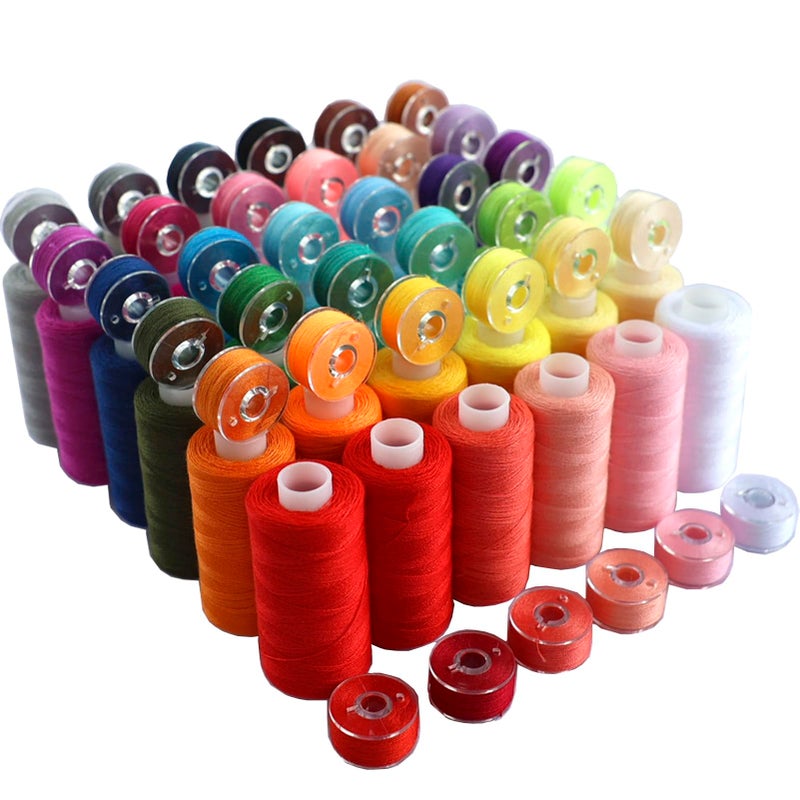 HAGBOU 72 PCS Sewing Thread Assortment, 36 Color Thread for Sewing Machine with 36 Same Color Bobbins, Polyester Thread 400 Yards/Spool (72) - Image 1